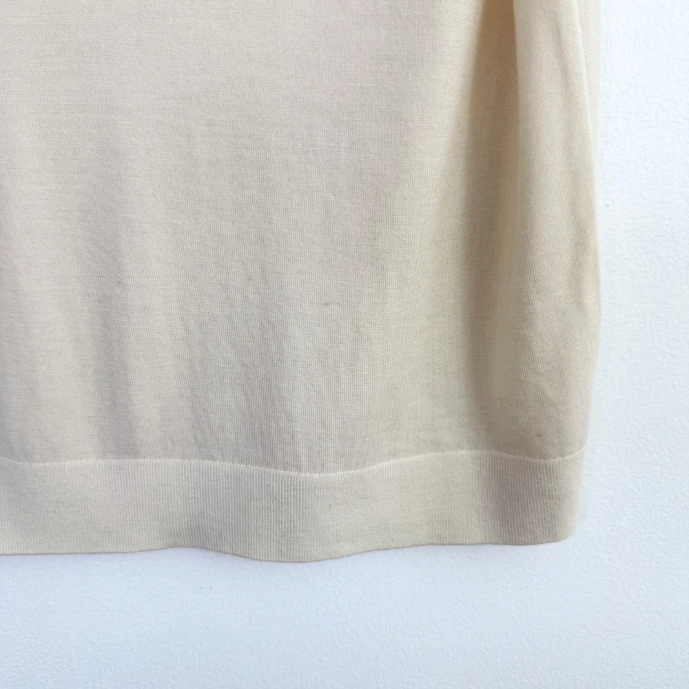 Theory Regal Wool Mock Neck Sweater Shell Ivory Sleeveless Knit Top M